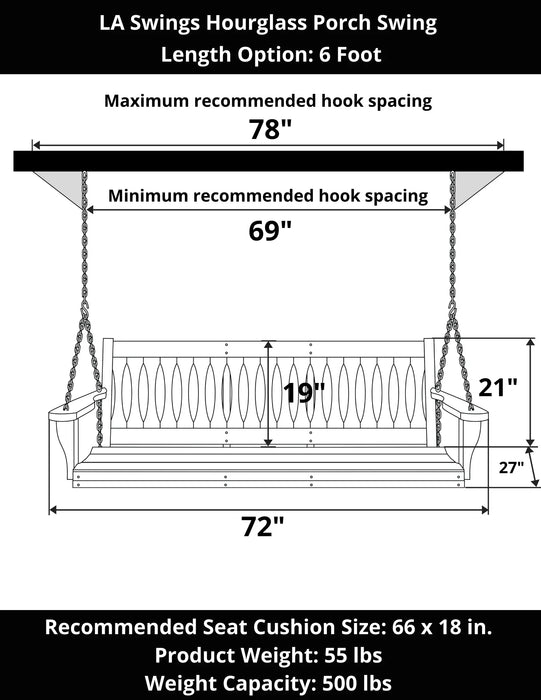 LA Swings Hourglass Porch Swing