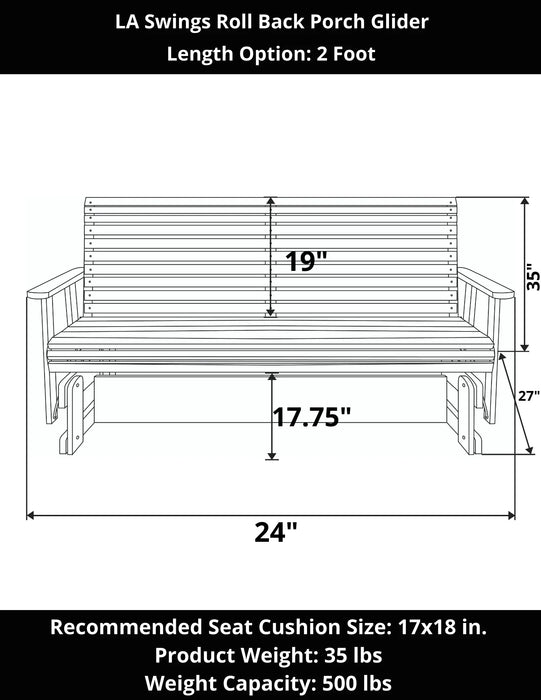 LA Swings Roll Back Cypress Porch Glider