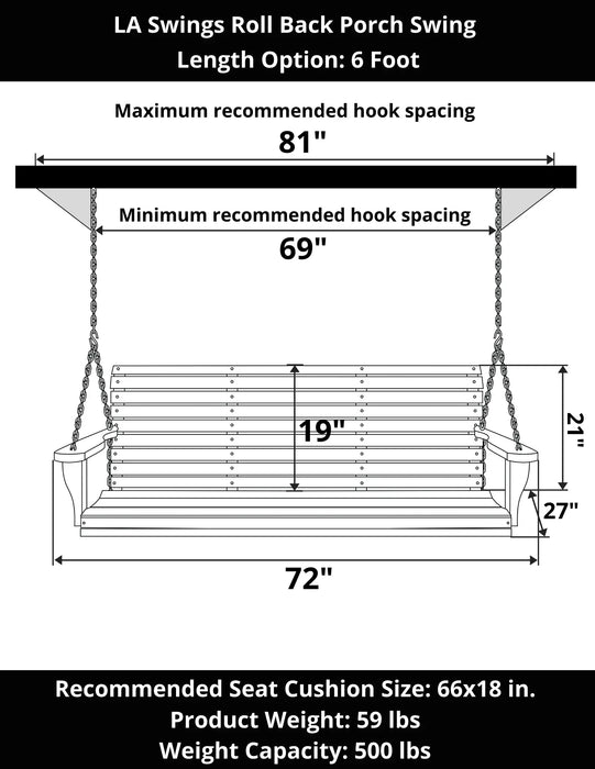 LA Swings Roll Back Porch Swing
