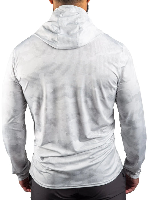 Distressed Flag Performance Mesh White Out Sun Hoodie