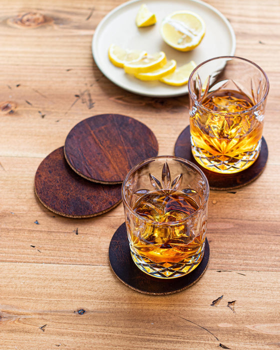 Moose Leather Coaster Set