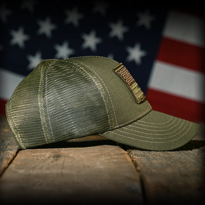 MultiCam Flag Patch OD Green Ball Cap