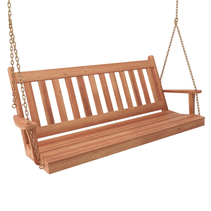 Keystone Amish Co. 4 Foot Franklin Red Cedar Porch Swing with Cup Holders