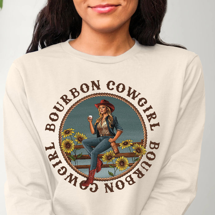 Bourbon Cowgirl Long Sleeve Natural T-Shirt