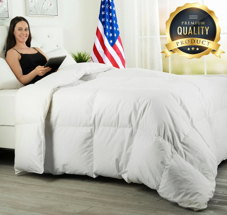 European Goose Down White Comforter - Egyptian Cotton
