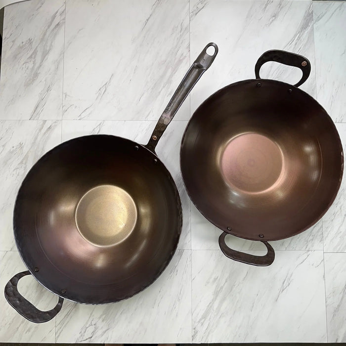 Hand Forged and Spun 13.5" Carbon Steel Wok