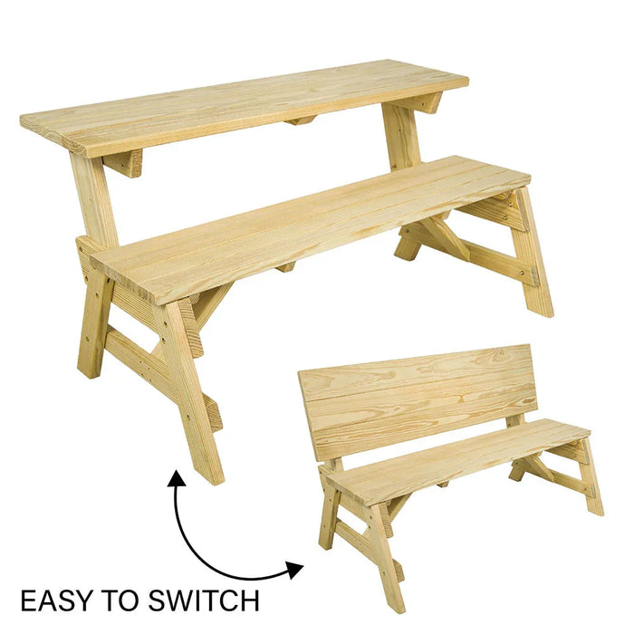 Amish Casual Heavy-Duty 2-in-1 Convertible Bench Picnic Table