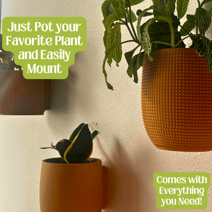 Quilted Design Wall Planter with Hidden Drip Tray