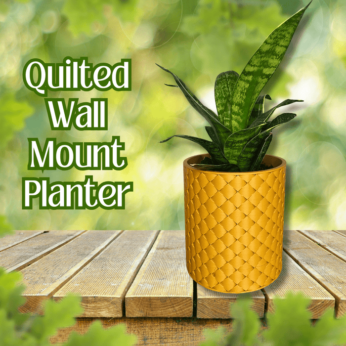 Quilted Design Wall Planter with Hidden Drip Tray