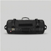 Black tactical duffel bag on a light gray background