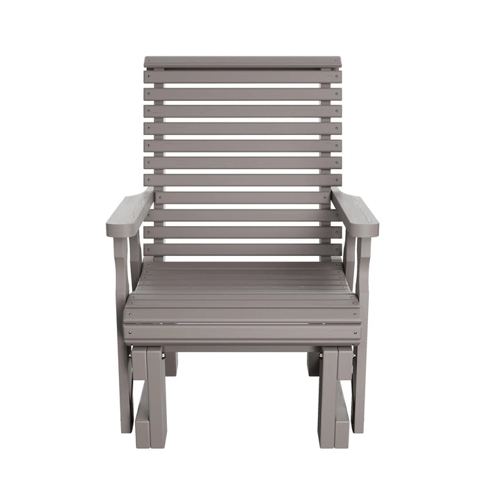 Amish Casual Heavy Duty 600 Lb High Back Roll Back Treated Glider Chair