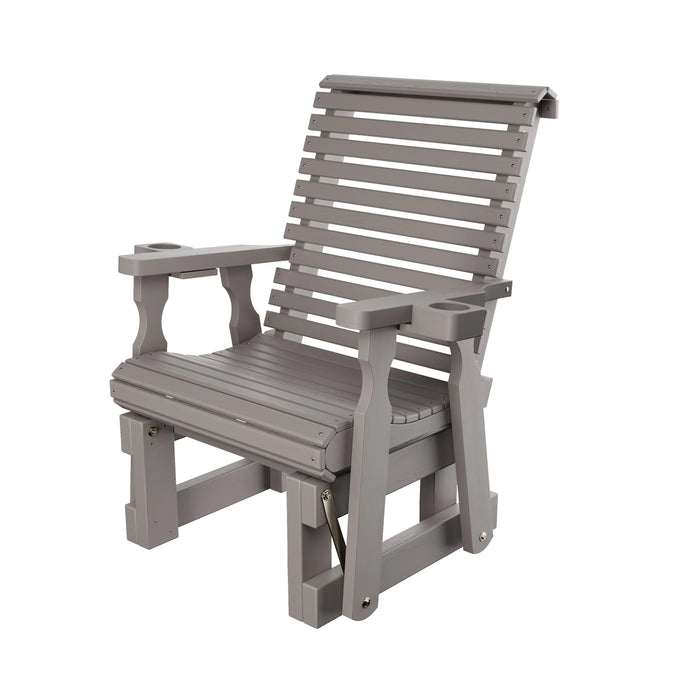 Amish Casual Heavy Duty 600 Lb High Back Roll Back Treated Glider Chair