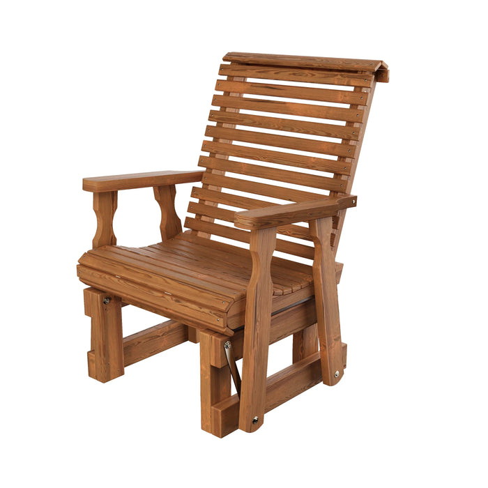 Amish Casual Heavy Duty 600 Lb High Back Roll Back Treated Glider Chair