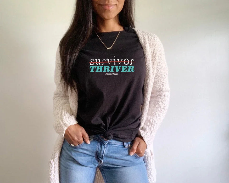 Survivor Thriver Black Graphic Tee Shirt