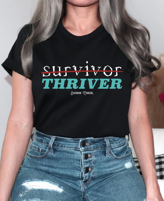 Survivor Thriver Black Graphic Tee Shirt