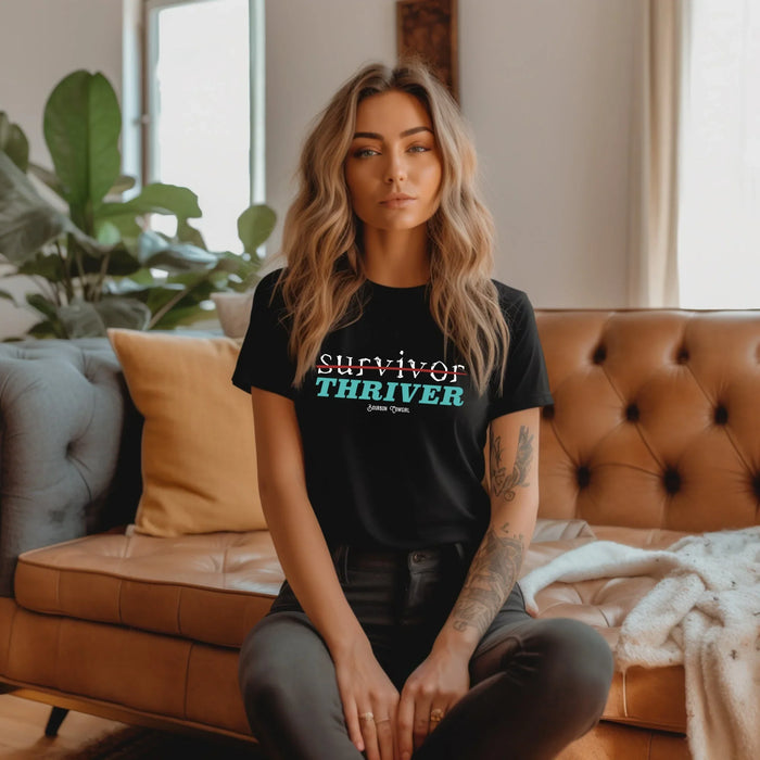 Survivor Thriver Black Graphic Tee Shirt