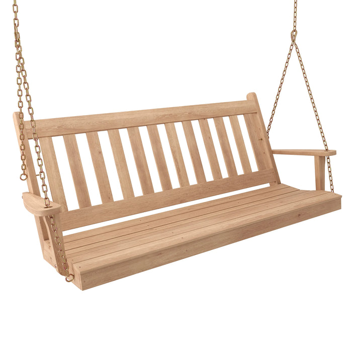 Keystone Amish Co. 4 Foot Franklin Red Cedar Porch Swing with Cup Holders