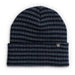 Navy striped beanie with Adidas logo on a white background