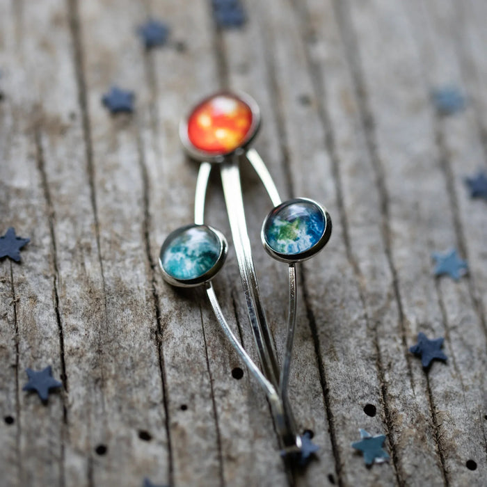 Sun Earth and Moon Hair Clip