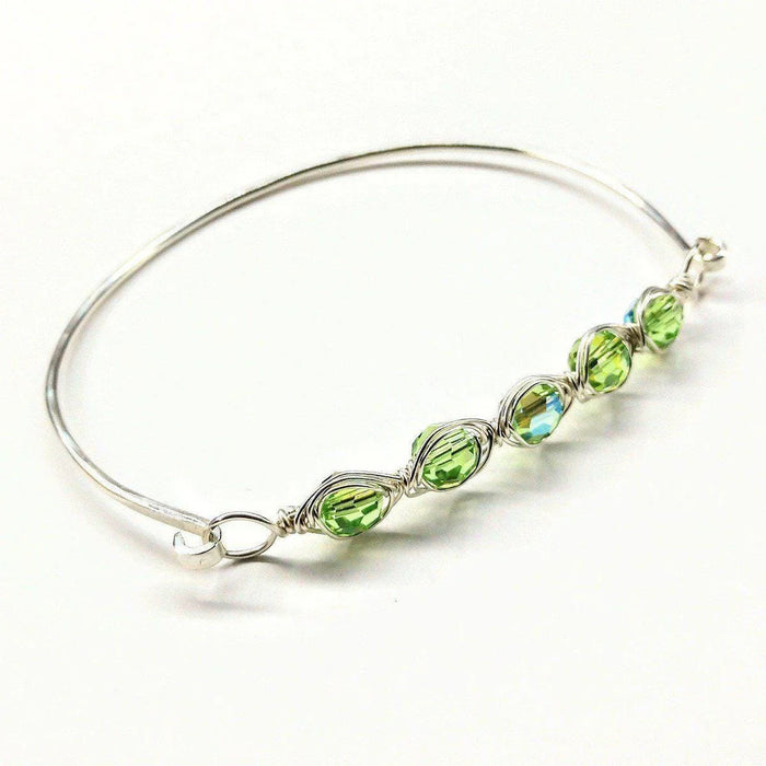 Larger Oval Shaped Swarovski Crystal Bar Bangle Bracelet