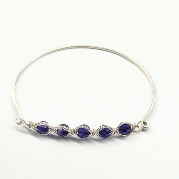 Larger Oval Shaped Swarovski Crystal Bar Bangle Bracelet