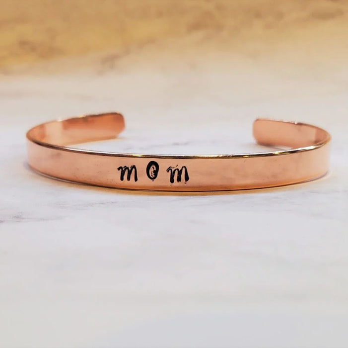 MOM Stamped Copper Cuff