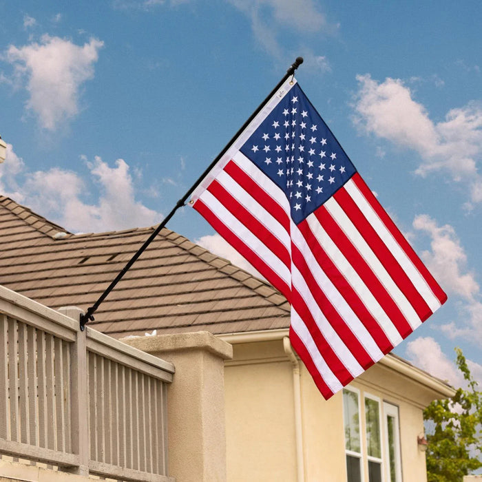 Premium American Flag Display Set - Durable US Made Flag, Pole, Mount & Aluminum Rings