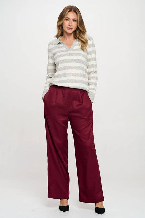 Made in USA Tencel Solid Straight Leg Pants with Pockets