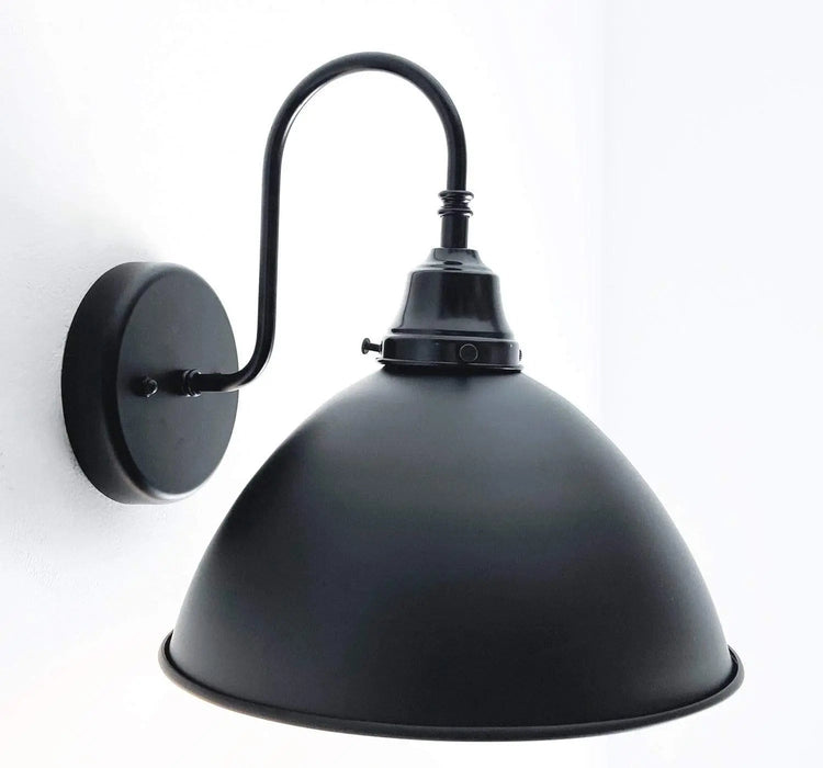 Large Black Enamel Farmhouse Wall Sconce Lighting