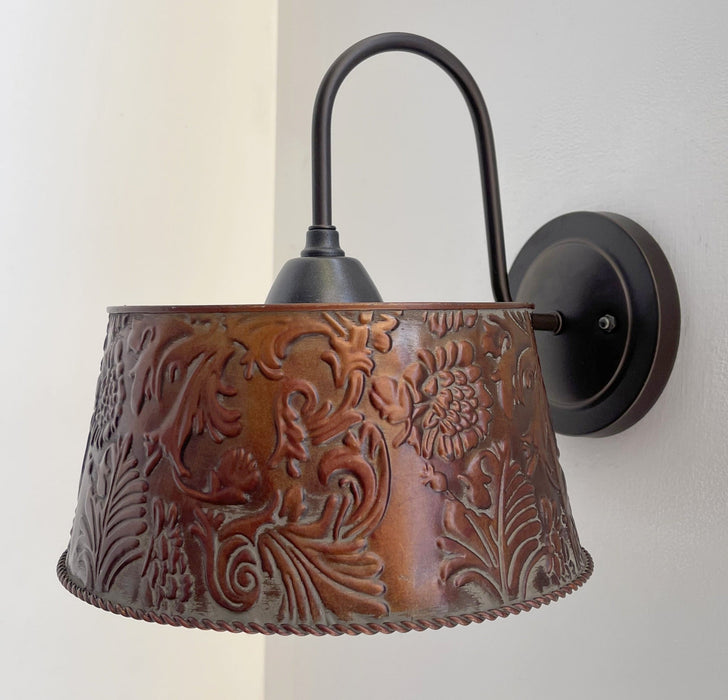 Bronze Copper Embossed Wall Sconce Light Fixture