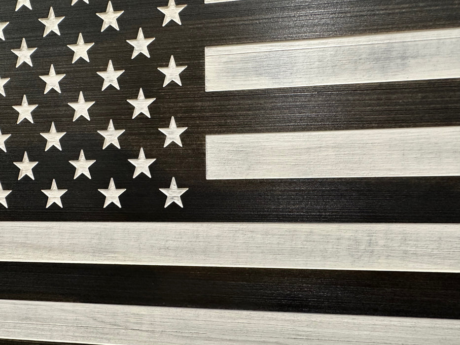 American Flag Wall-Mounted Gun Cabinet (Black & White Distressed)