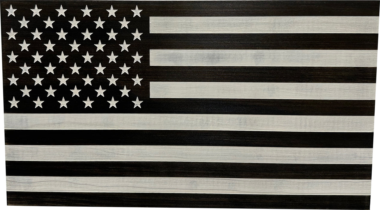 American Flag Wall-Mounted Gun Cabinet (Black & White Distressed)