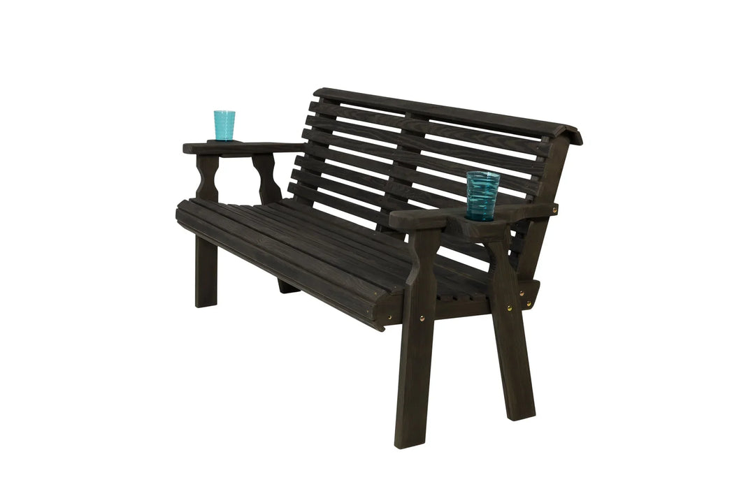 Amish Casual Roll Back 5 Foot Treated Wood Outdoor Bench