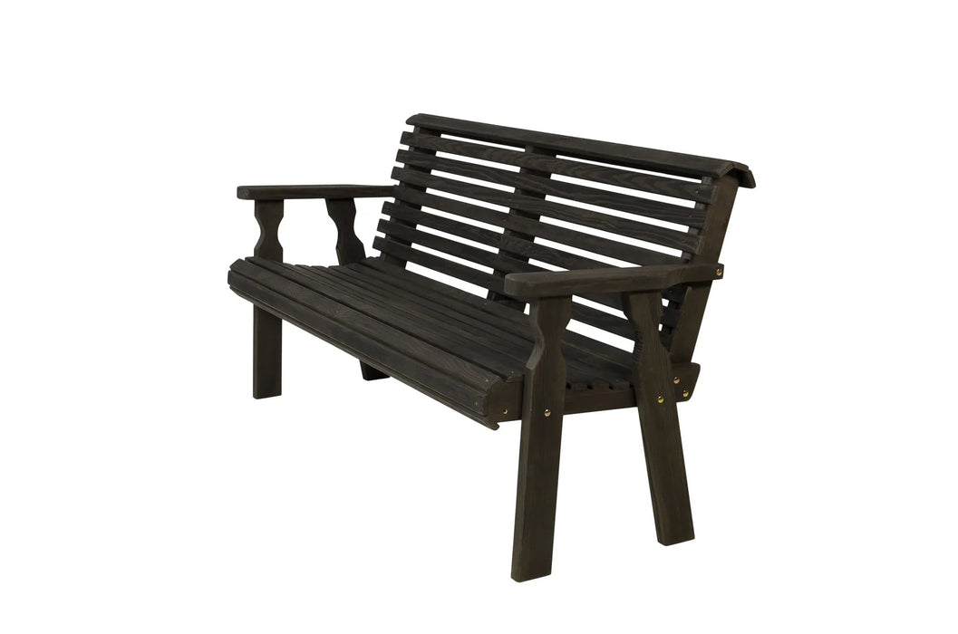 Amish Casual Roll Back 5 Foot Treated Wood Outdoor Bench