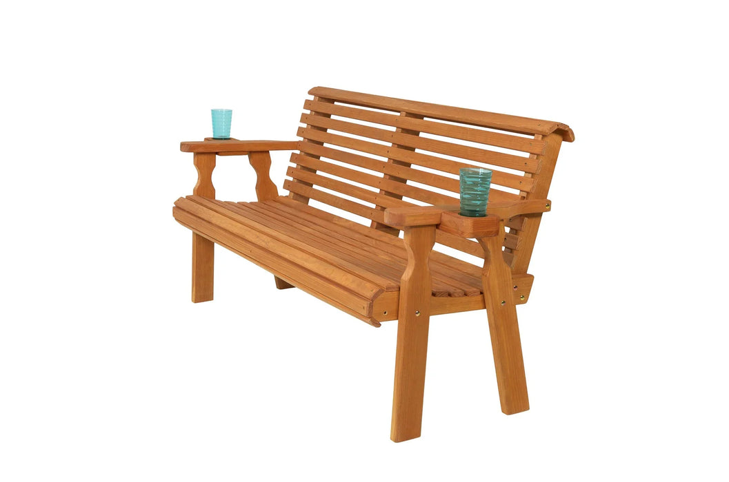 Amish Casual Roll Back 5 Foot Treated Wood Outdoor Bench