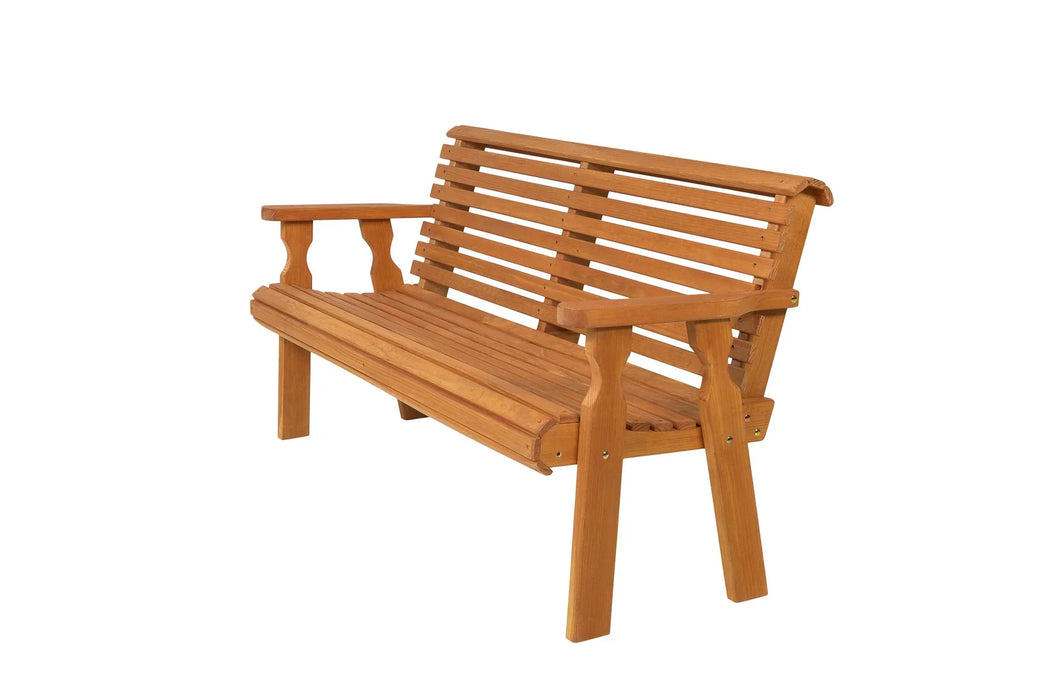 Amish Casual Roll Back 5 Foot Treated Wood Outdoor Bench