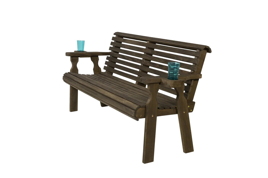 Amish Casual Roll Back 5 Foot Treated Wood Outdoor Bench