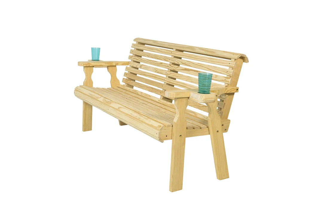 Amish Casual Roll Back 5 Foot Treated Wood Outdoor Bench