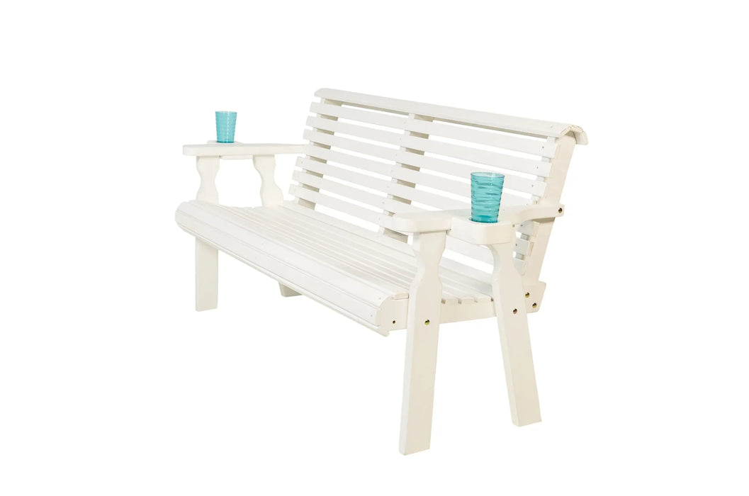 Amish Casual Roll Back 5 Foot Treated Wood Outdoor Bench