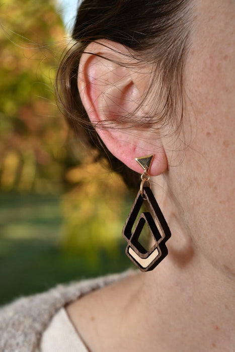 Chevron Wood Earrings