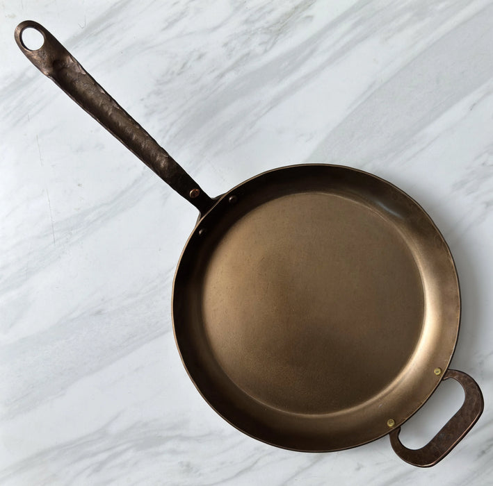 12" Hand Forged Round Carbon Steel Skillet
