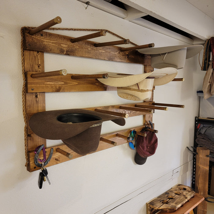 Handcrafted 9-Cowboy Hat Rack Organizer