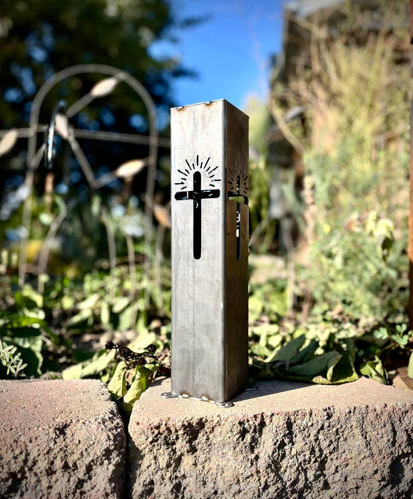 Eternal Light Steel Cross Solar Pillar