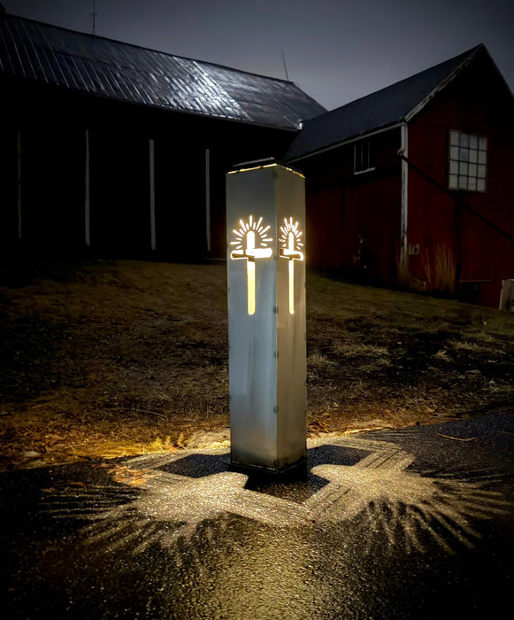 Eternal Light Steel Cross Solar Pillar