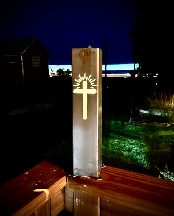 Eternal Light Steel Cross Solar Pillar