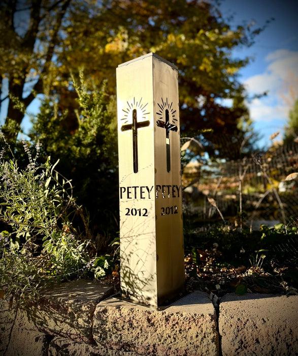 Eternal Light Steel Cross Solar Pillar
