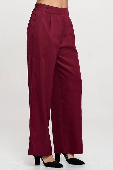 Made in USA Tencel Solid Straight Leg Pants with Pockets
