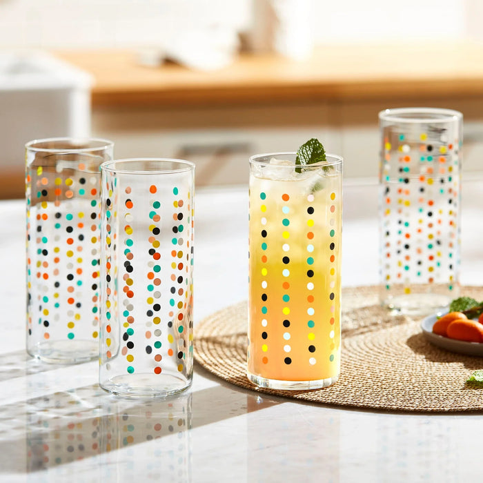 Flower Power Party Dots Cooler Glasses, 16 ounce, Set of 4