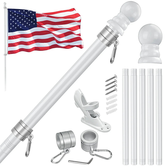 Premium American Flag Display Set - Durable US Made Flag, Pole, Mount & Aluminum Rings