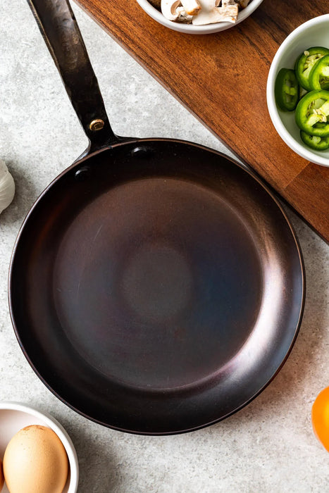 8" Hand Forged Round Carbon Steel Skillet